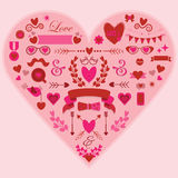hipster-pink-red-romantic-design-elements-love-wedding-set-50310381