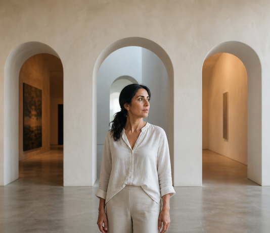 What Is the Most Powerful Love Spell? A Clear Guide Woman choosing a direction in a minimalist gallery corridor