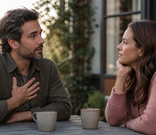 How to Apologize in a Relationship: 14 Powerful Ways to Heal Emotional Hurt Couple having a calm, sincere apology conversation on an outdoor patio