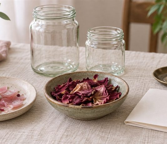How to Dispose of Love Spell Materials Respectfully Unlit candle remains, dried flowers, paper and reusable containers arranged for sorting.